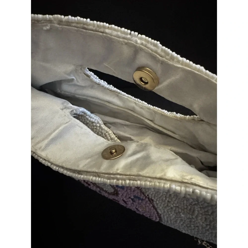 Rachel Zoe Beaded Donut Clutch‎ Cream Gold Chain Crossbody Novelty Bag NEW